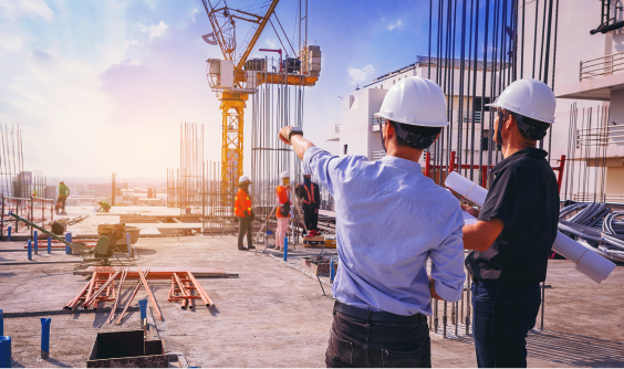 An ABM expert surveying a construction site with a customer